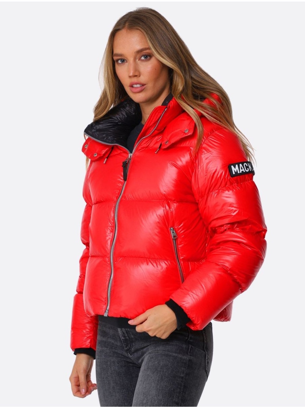 Mackage Evie Oversized Down Jacket - Bright Red with Black Trim